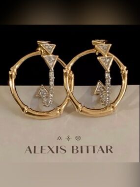 ALEXIS BITTAR Bamboo Crystal Double Hoop Earrings MY30